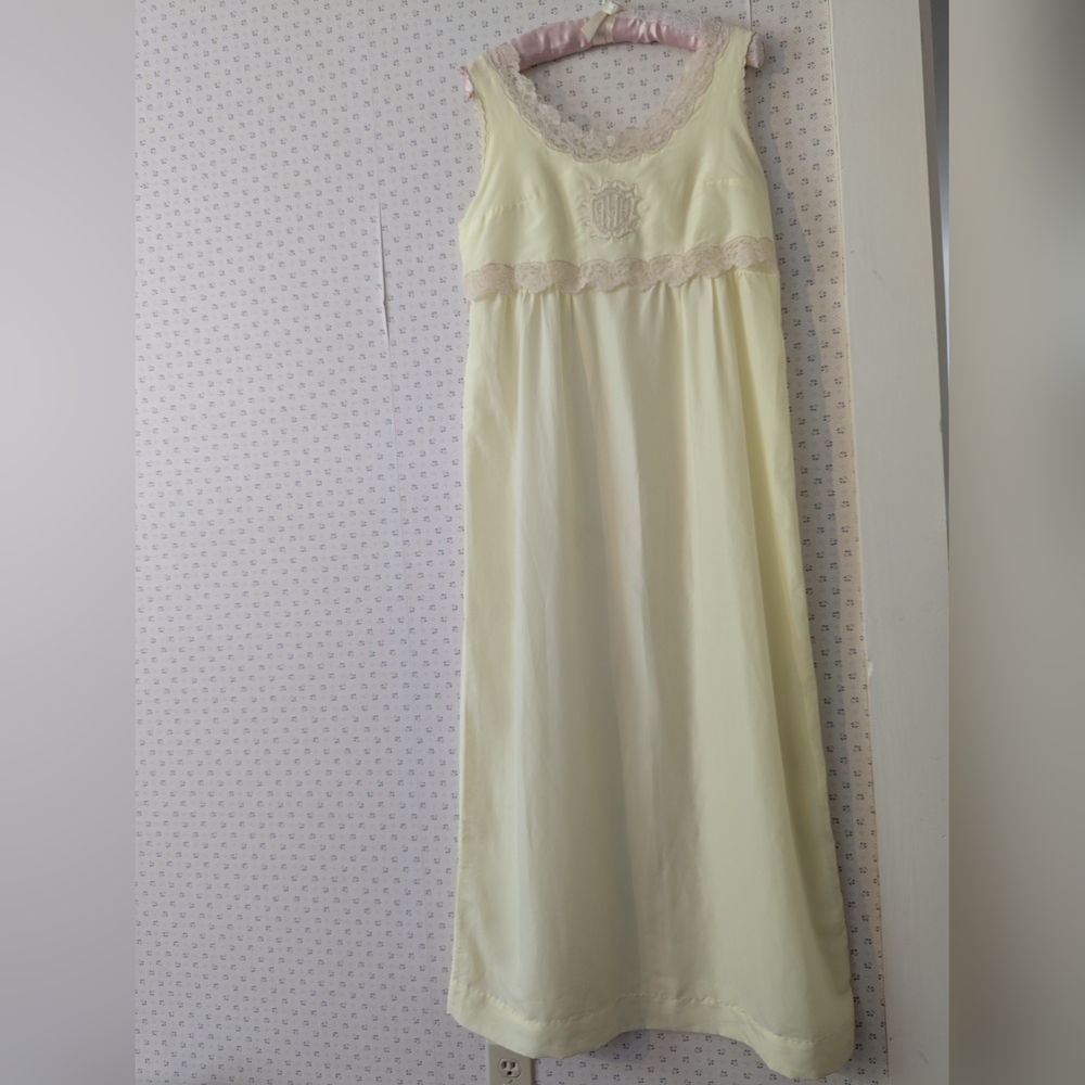 Najla NY Lingerie Vintage 32 Traditional Nightgown Slip Letters AHW lace Tie